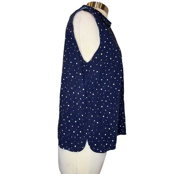 Gloria Vanderbilt Casuals Women's Sleeveless Blouse Size Large Blue with White C - Picture 7 of 14